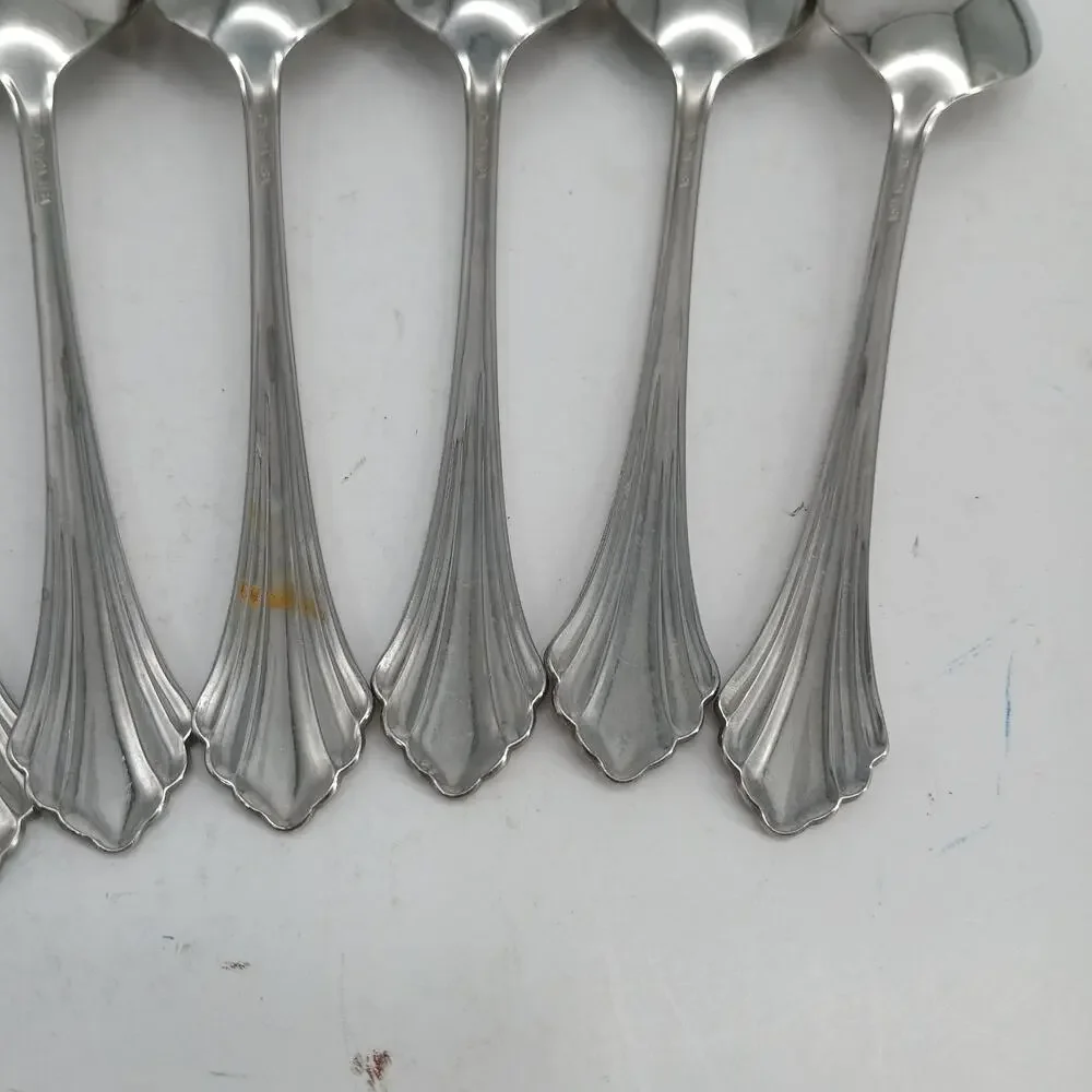 8X Tbsp Oneida Bancroft Table Spoons Glossy Stainless Steel Flatware